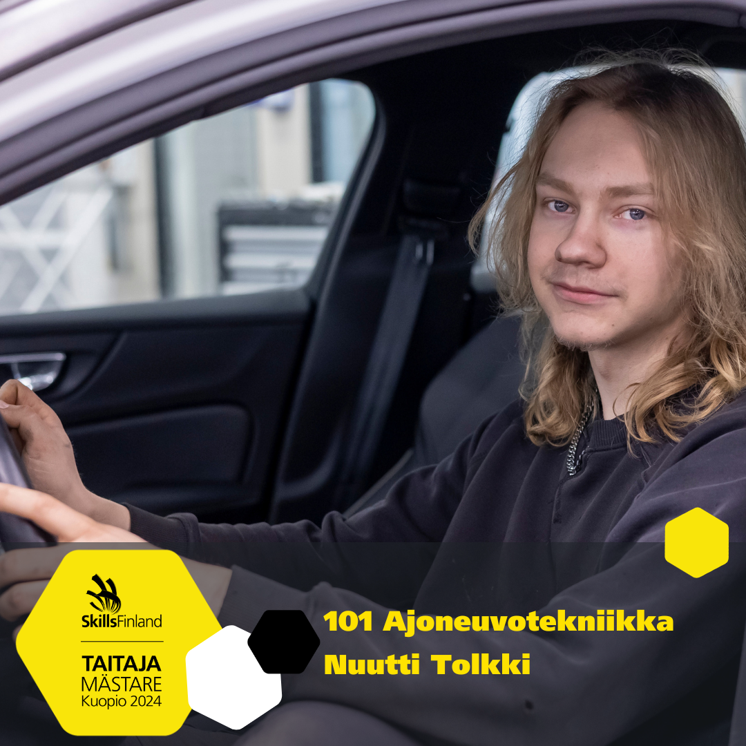 Taitaja-finalisti harjoittelemassa ajoneuvotekniikkaa.